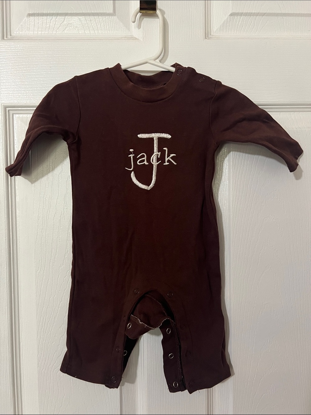 Brown Personalized 'Jack' Brown Baby One-Piece 6 Months